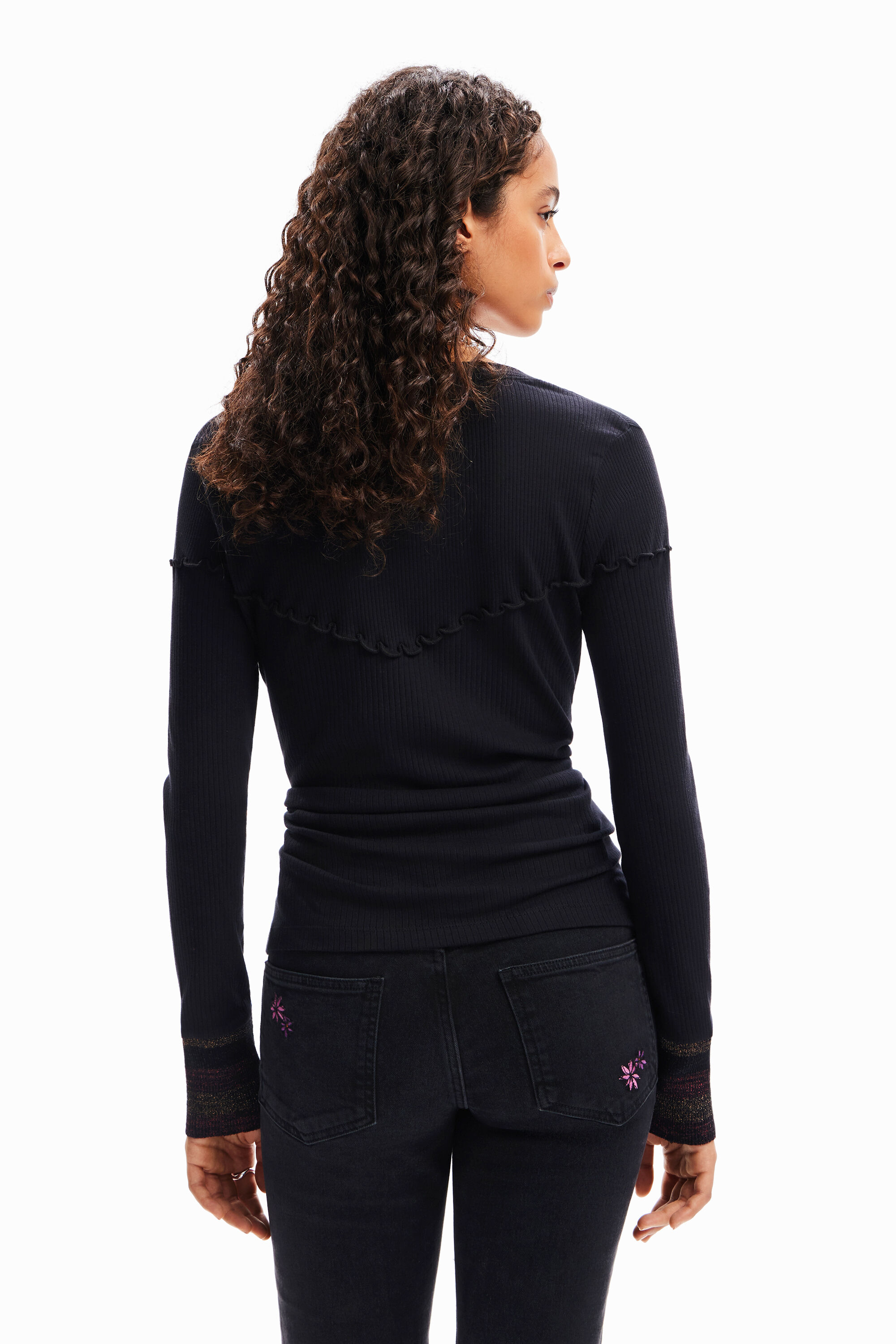 T-shirt tissu côtelé texturé