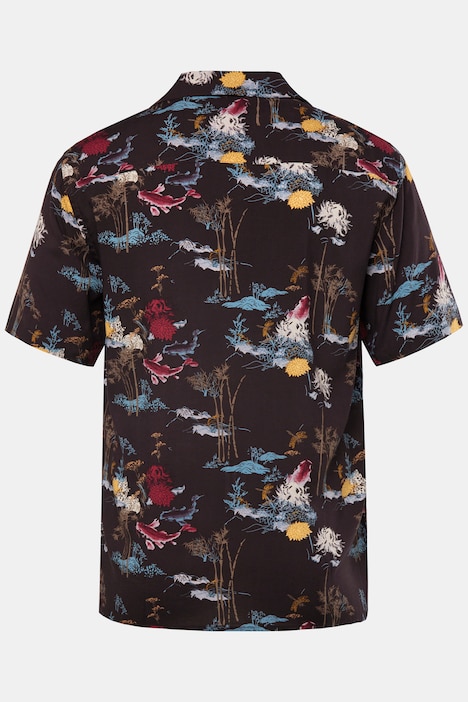 Hemd, Halbarm, Alloverprint, Cuba-Kragen, Cuba-Fit, bis 8 XL