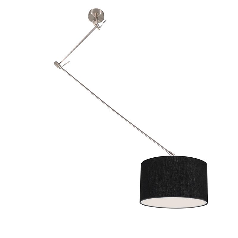 Hanglamp staal met kap 35 cm zwart verstelbaar - Blitz