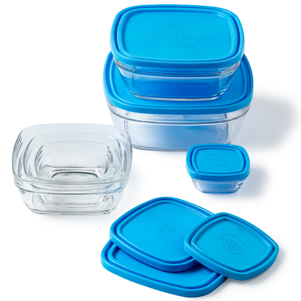 Freshbox - Set de 6 Boites de conservation transparentes carrées multi-tailles