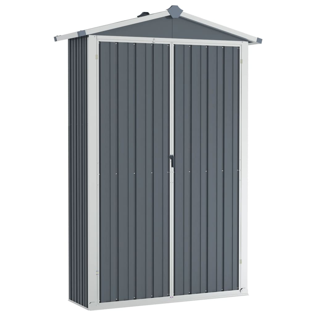 Casinha de jardim vidaXL, aço galvanizado, cinza, 116x45x175 cm