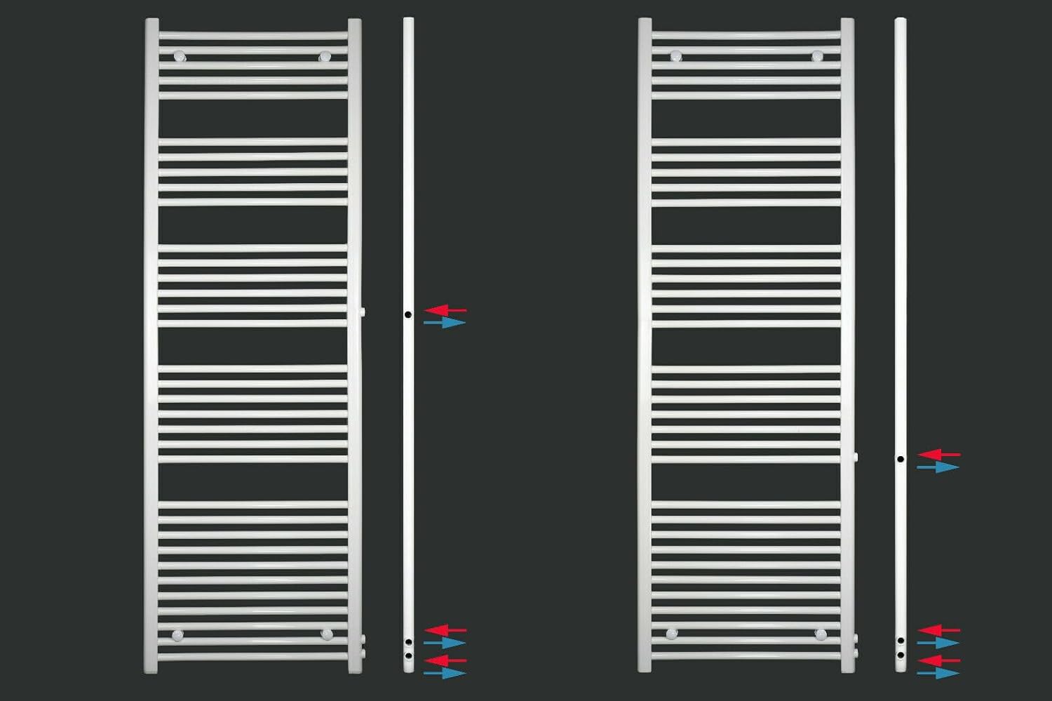 MC Heat ® Premium Austauschheizkörper Renovierungsheizkörper Badheizkörper Seitenanschluss (600mm * 1800mm- Anschluss 900/940 mm)