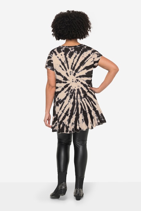 T-Shirt, oversized, Batik-Druck, Rundhalsausschnitt