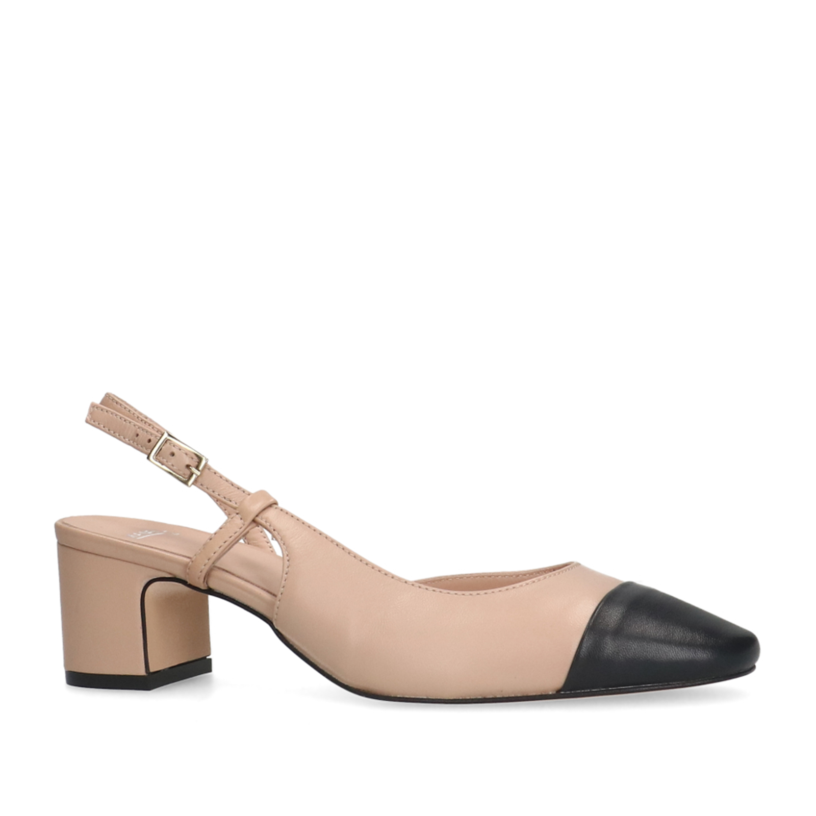 Beige leren slingback pumps