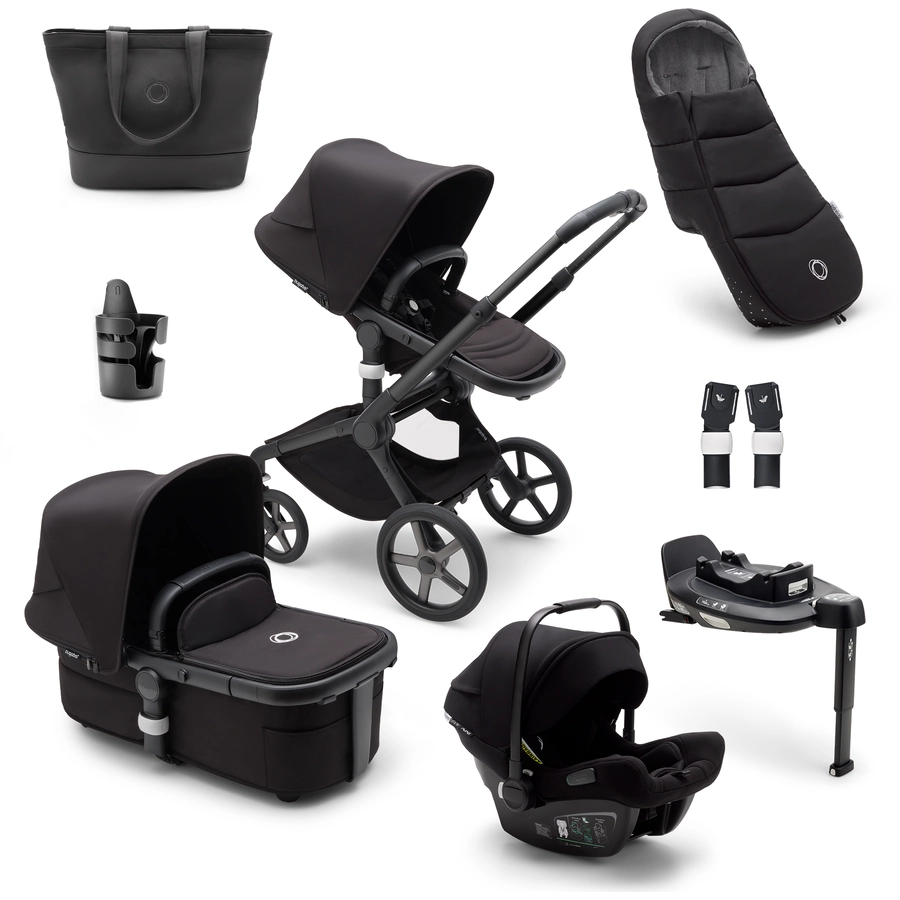 bugaboo Kombikinderwagen Fox 5 Starter Set BlackMidnight Black