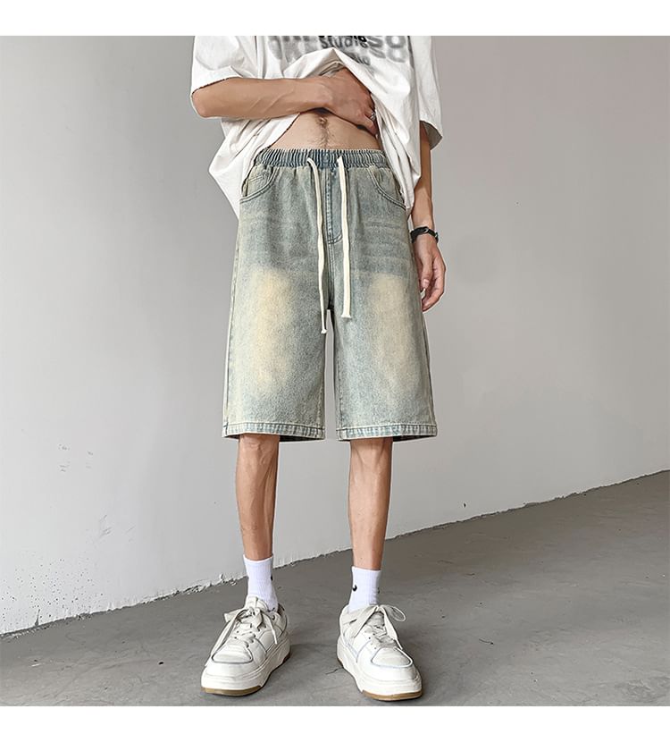 Wolfkane - Gewassen denim shorts met trekkoordtaille