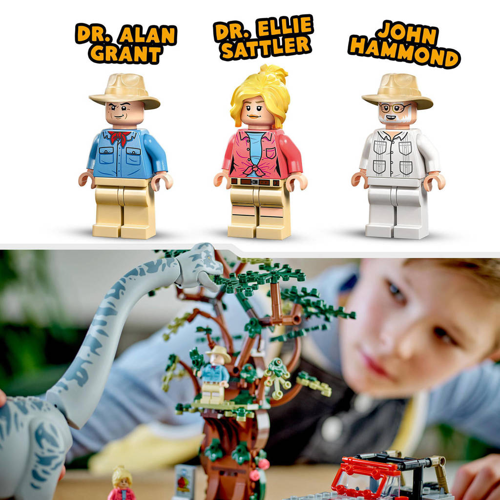 EindelijkBrachiosaurus ontdekking met Groot Dinosaurus Figuur en Jeep Auto 76960