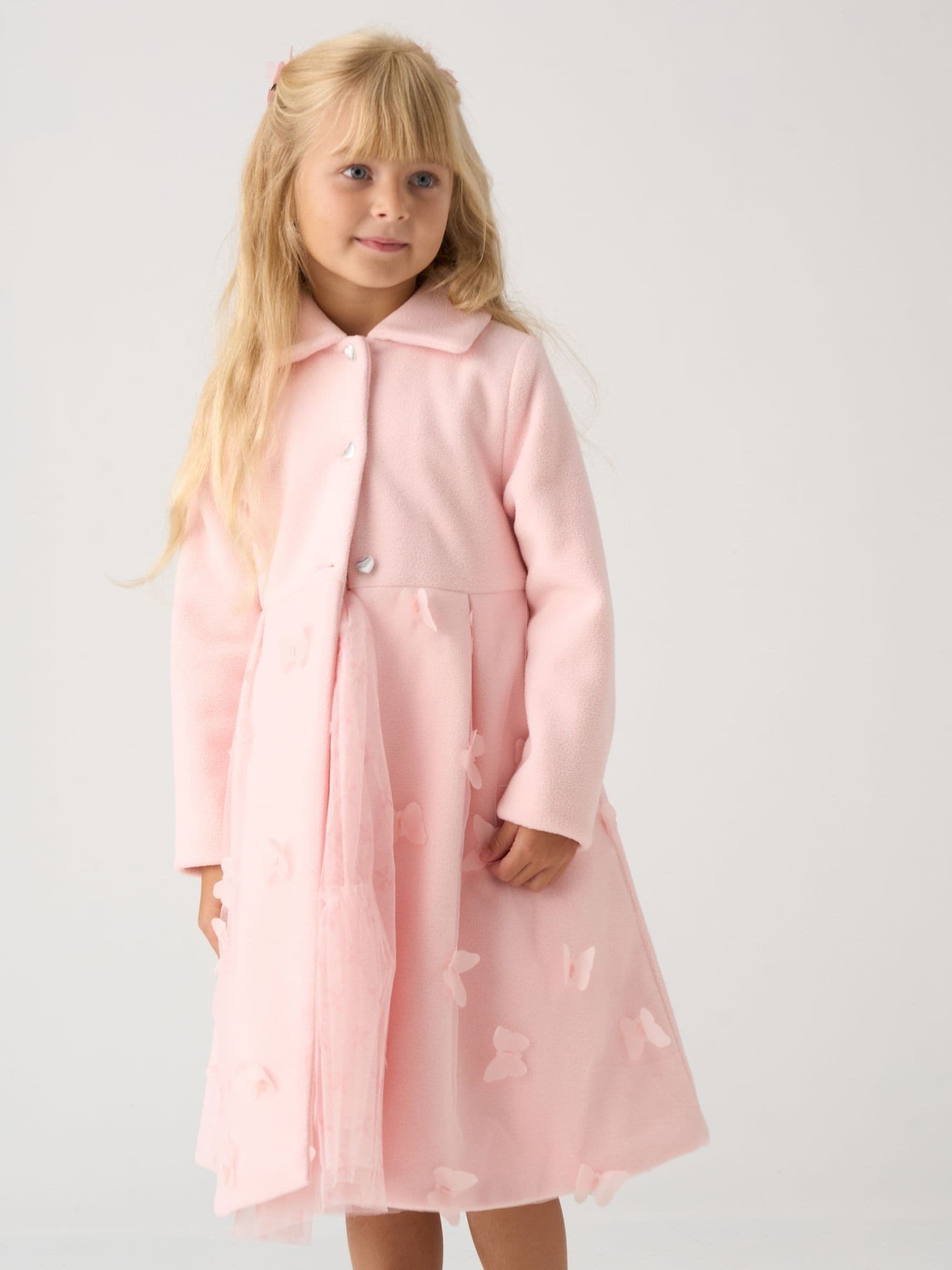 Miss Pink Jacket and Tulle Appliqué Butterfly Dress Set