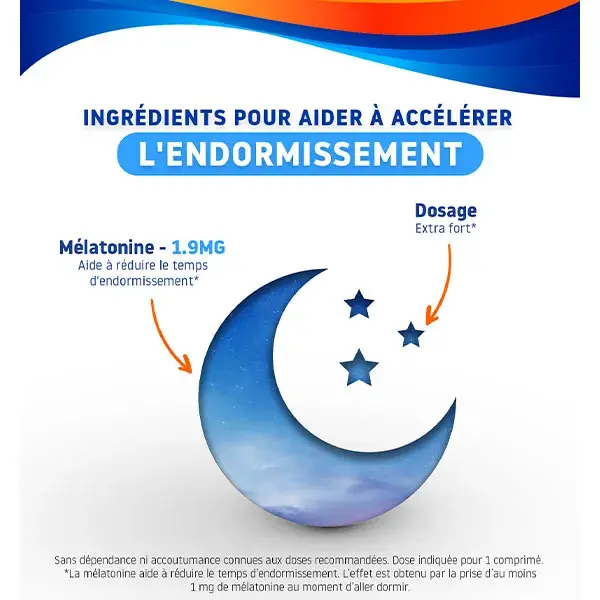 Valdispert Sommeil Rapide Extra Fort 1.9mg Mélatonine Lot de 2 x 40 comprimés