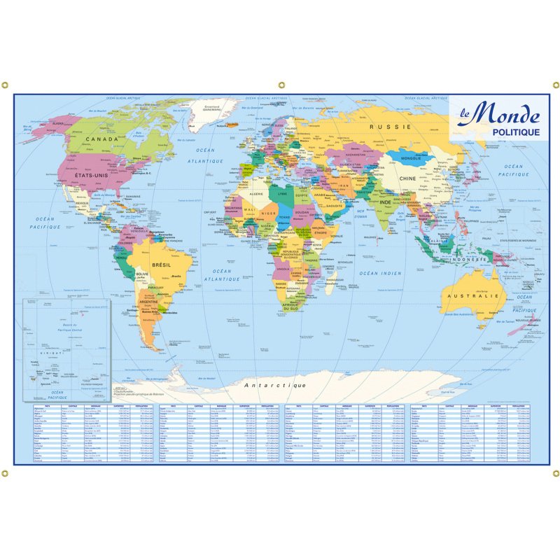Carte murale souple recto Europe / verso Monde - L 138 x H 98 cm