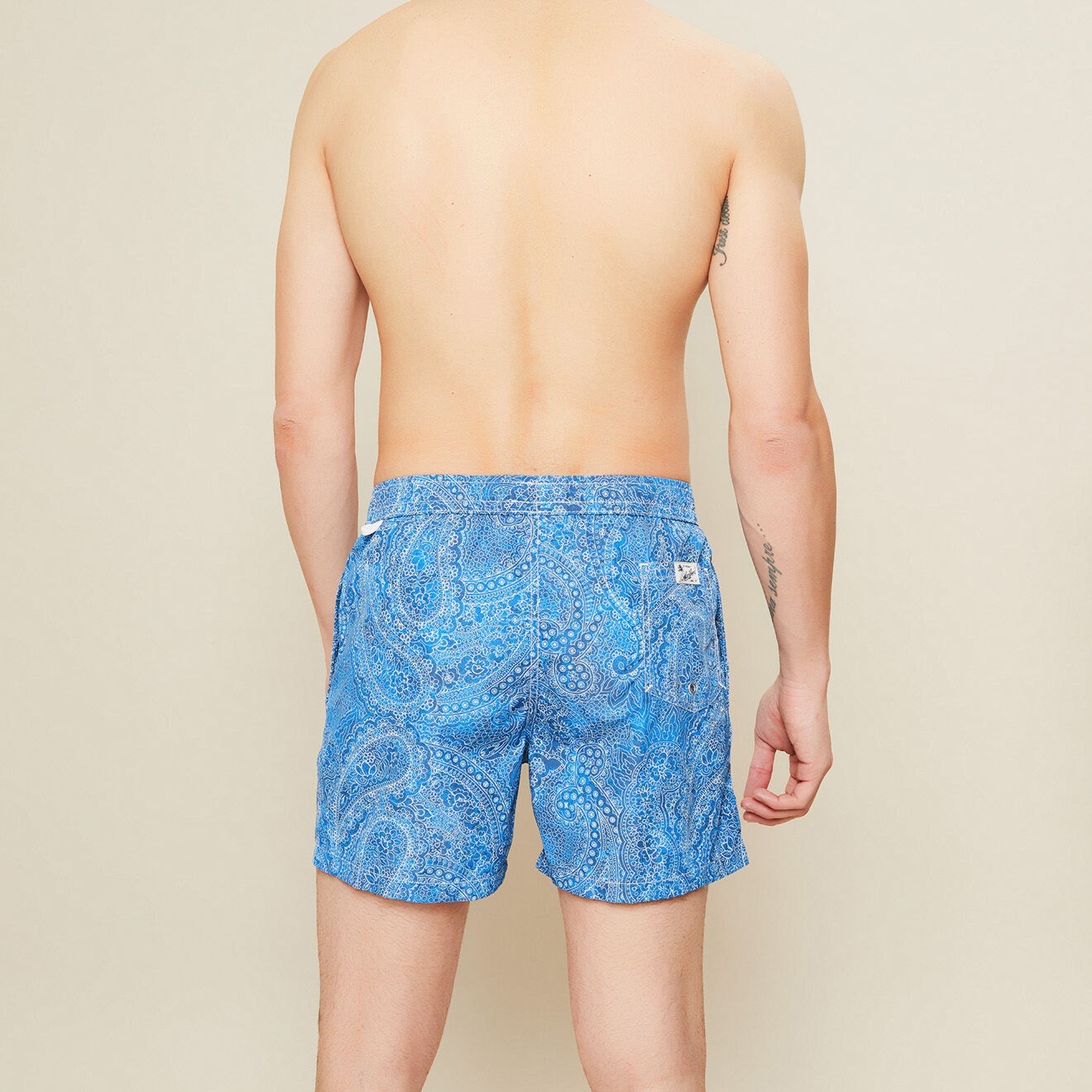 Hartford Short de bain Petite Poche motif cachemire bleu