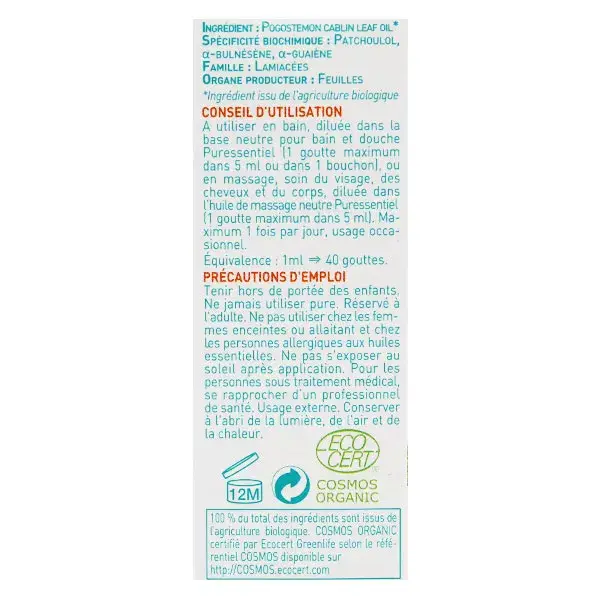 Puressentiel Huile Essentielle Patchouli Bio 5ml