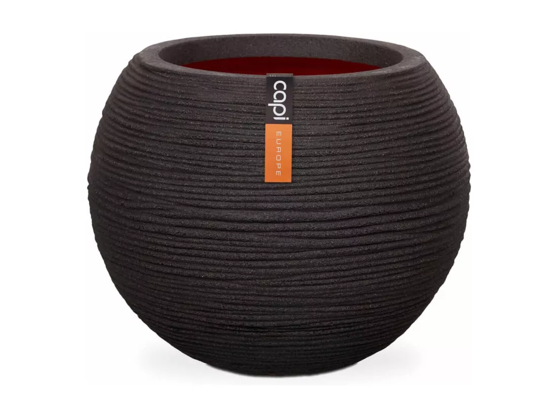 Pot à fleurs Rib Rond 40 x 32 cm Noir KBLR270