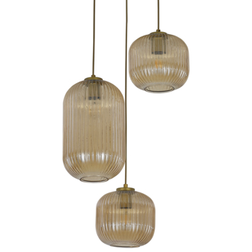 Hanglamp Sofie 3-lichts amber Ø45cm