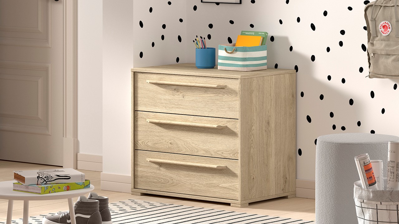 Commode Sam met 3 laden eik