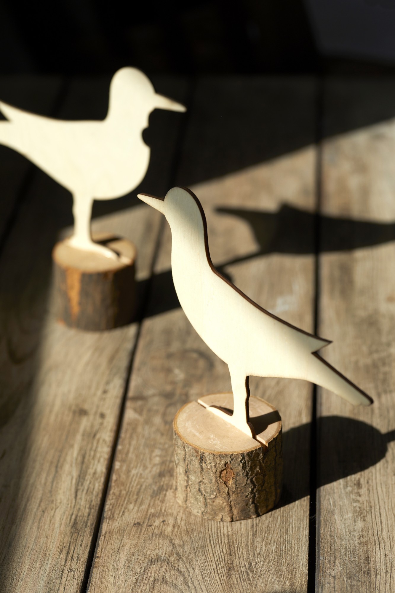 Holzfigur 'Vogel' stehend, natur, H 19 cm, B 19 cm, L 6 cm von fischer's lagerhaus