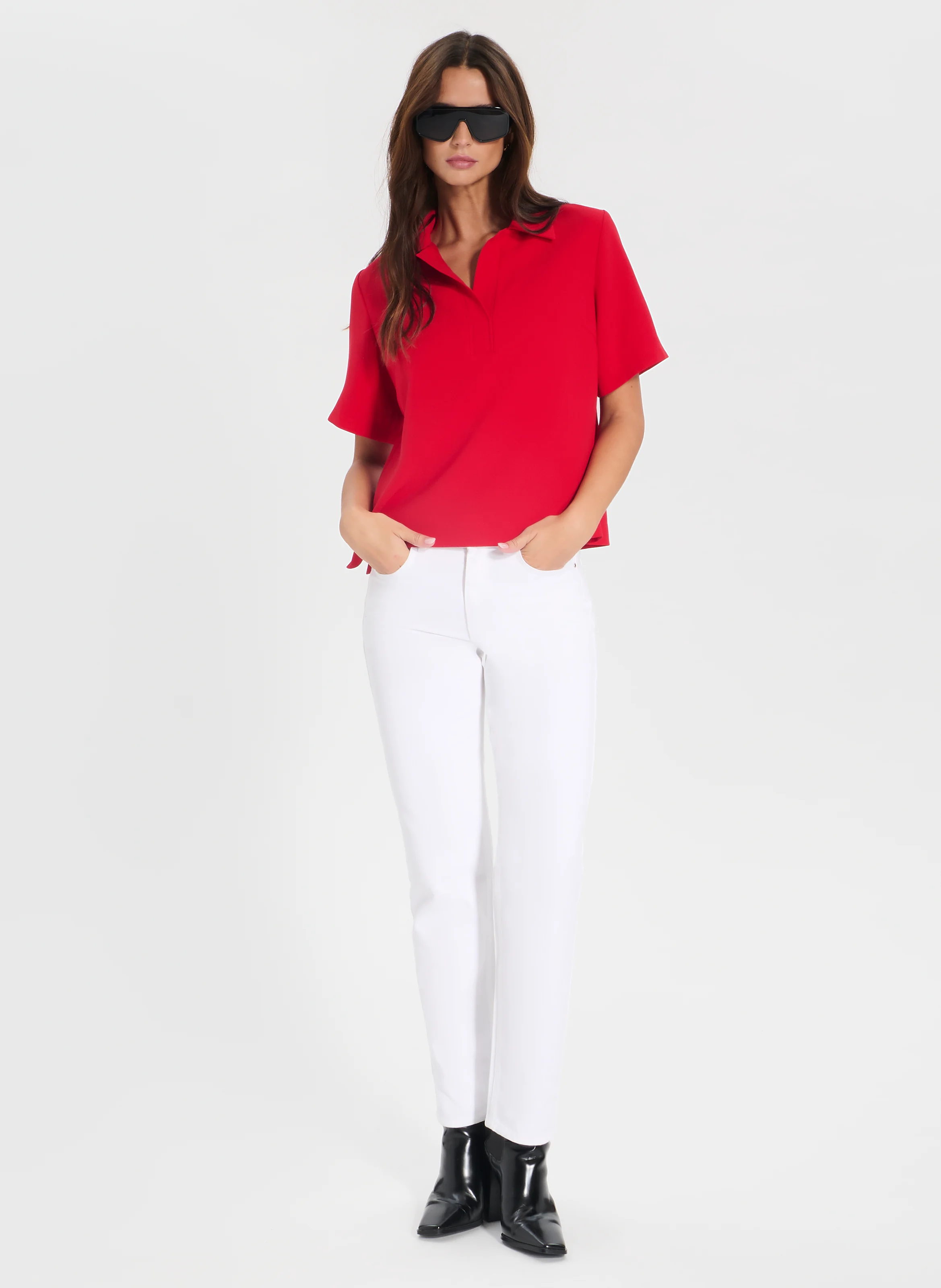 TENDRESSE - Top col chemise | Rouge