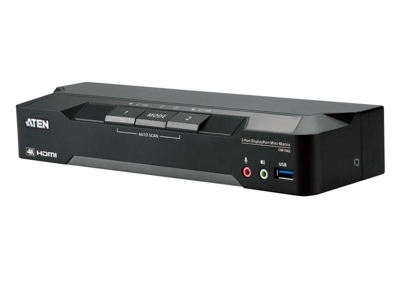 Aten KVM Switch CM1942 DisplayPort, 4K 60Hz 2-Port 4K DisplayPort Dual Display Mini-Matrix Boundless KVM-Switch