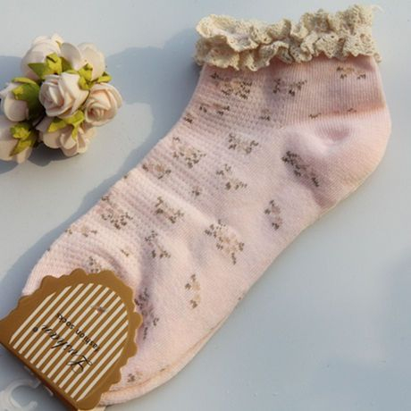 Cottonet - Sokken met kant en bloemenprint