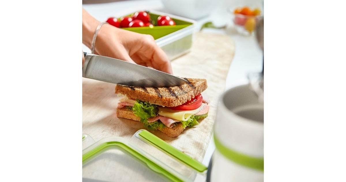 EmsaClip & Go Snackbox 0,55L lunchbox  (Lichtgroen/transparant, met 2 extra inzetstukken)