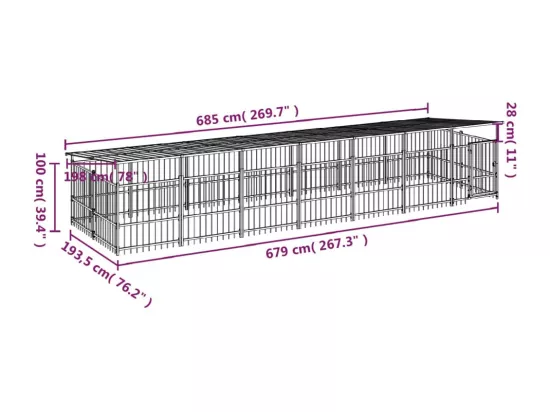 Chenil cage enclos pac noire 685 x 198 x 128 cm 02_0041740