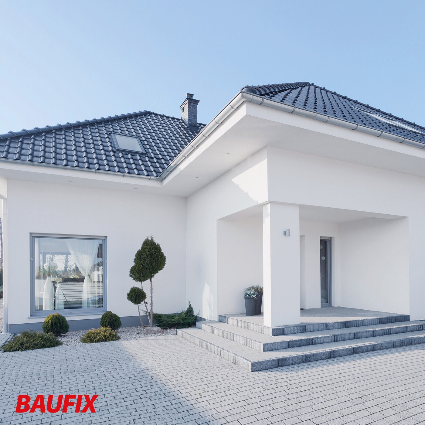 BAUFIX professional Silikon Fassadenfarbe weiss stumpfmatt, 10 Liter, Außenwand Farbe