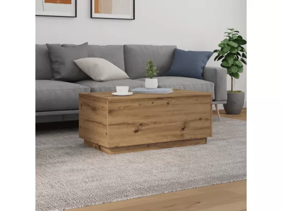 Table basse avec lumières LED chêne artisanal 90x50x40 cm