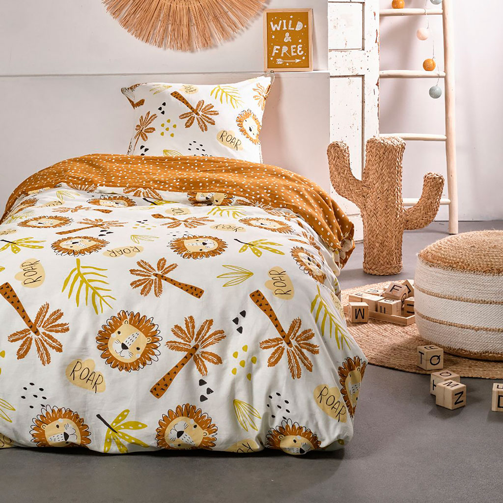 Parure de lit enfant coton lion 140x200cm