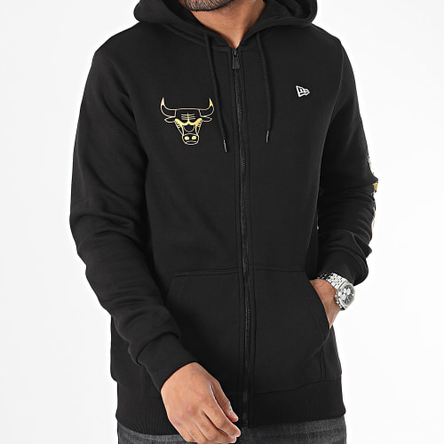 Sweat zippé Capuche Team Script Chicago Bulls 60424411 Noir Doré