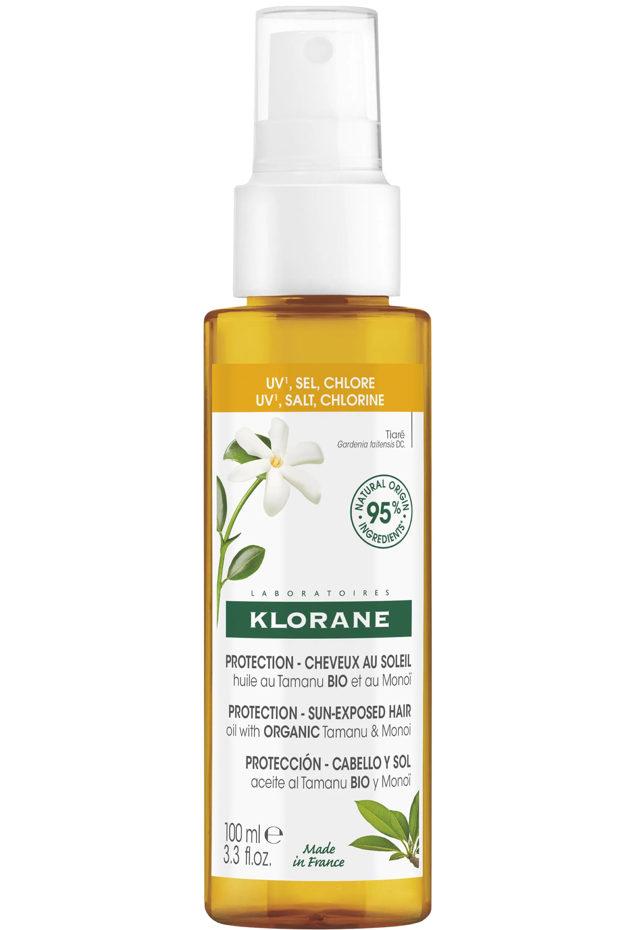 Klorane Huile protectrice capillaire au Tamanu bio et Monoï-100 ml