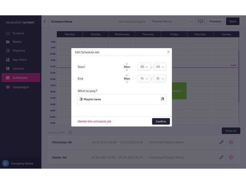revolutionSCREEN Digital Signage Software revolutionScreen RevolutionSCREEN Digital Signage Software – Die neue und effiziente Art, digitale Displays zu bewirtschaften