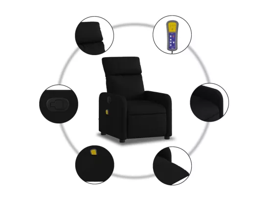 Fauteuil massant inclinable Noir Tissu