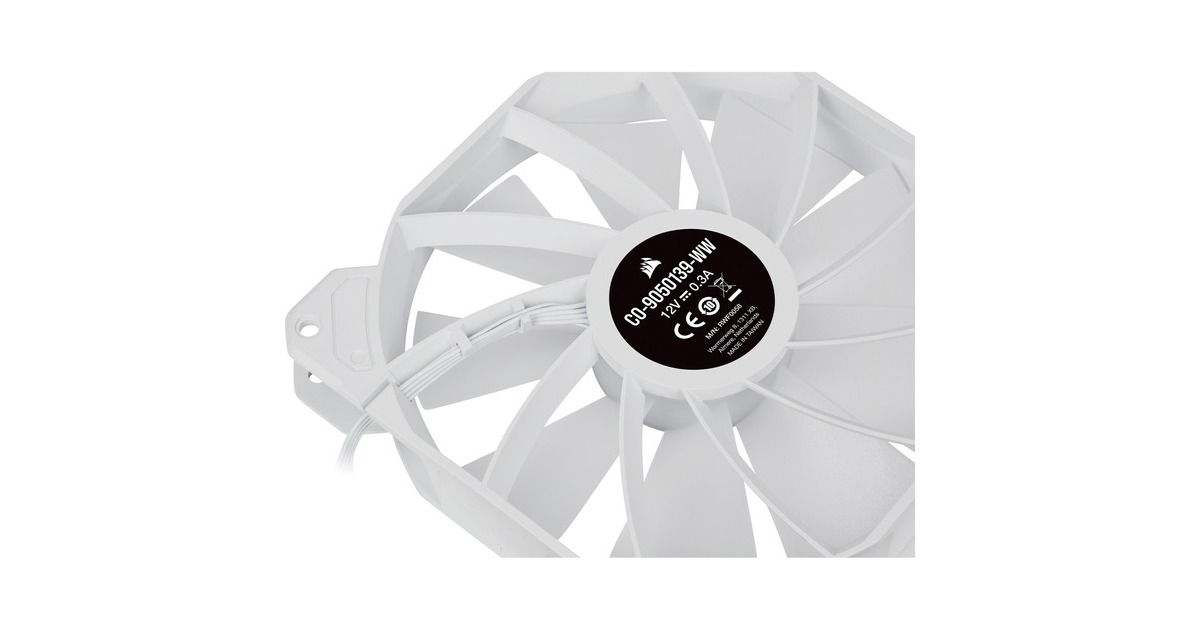 CorsairiCUE SP140 RGB ELITE Performance + Lighting Node CORE case fans  (Wit, 2 stuks, 140 x 140 x 25 mm, PWM)