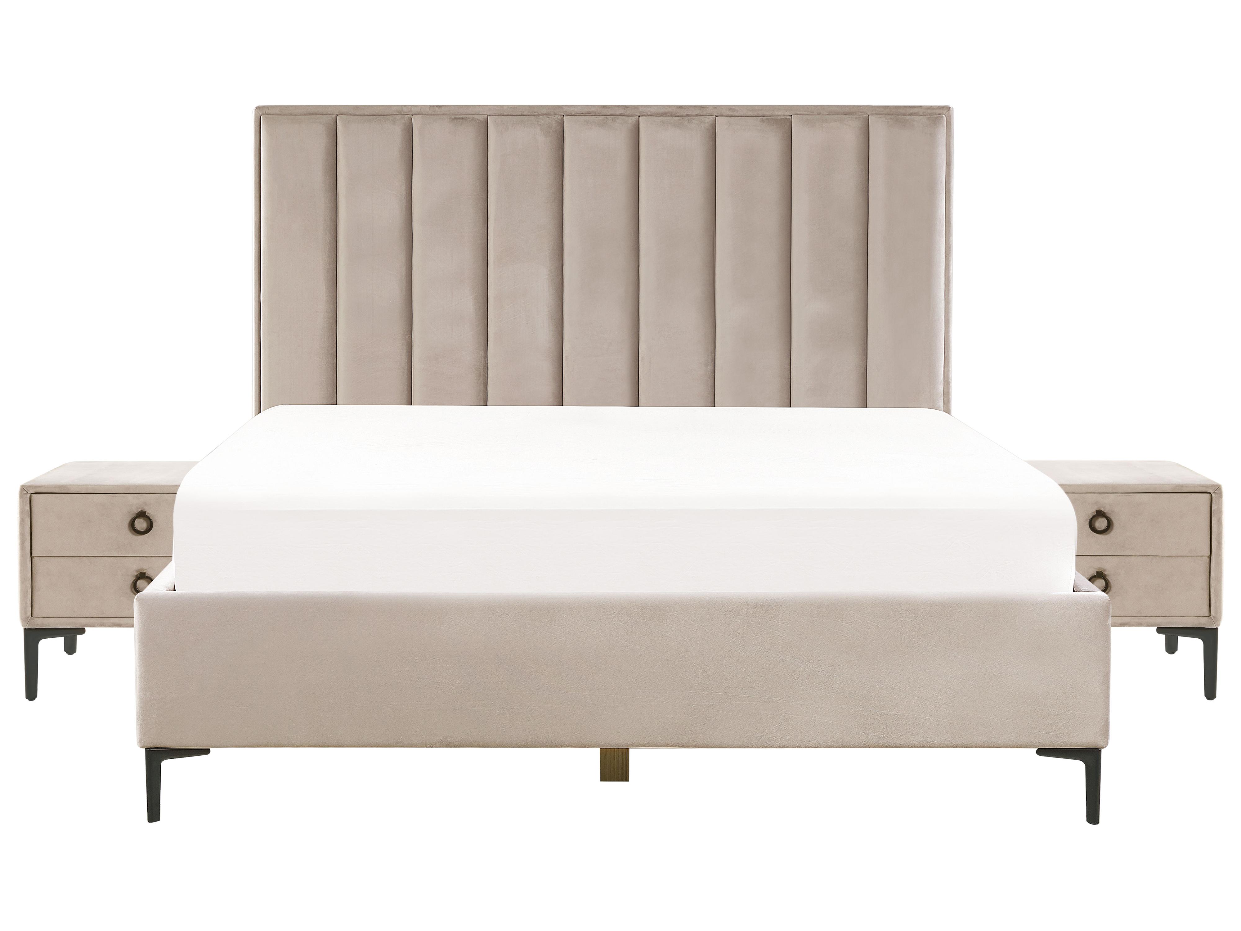 Slaapkamerset Fluweel SEZANNE 180 x 200 cm Taupe