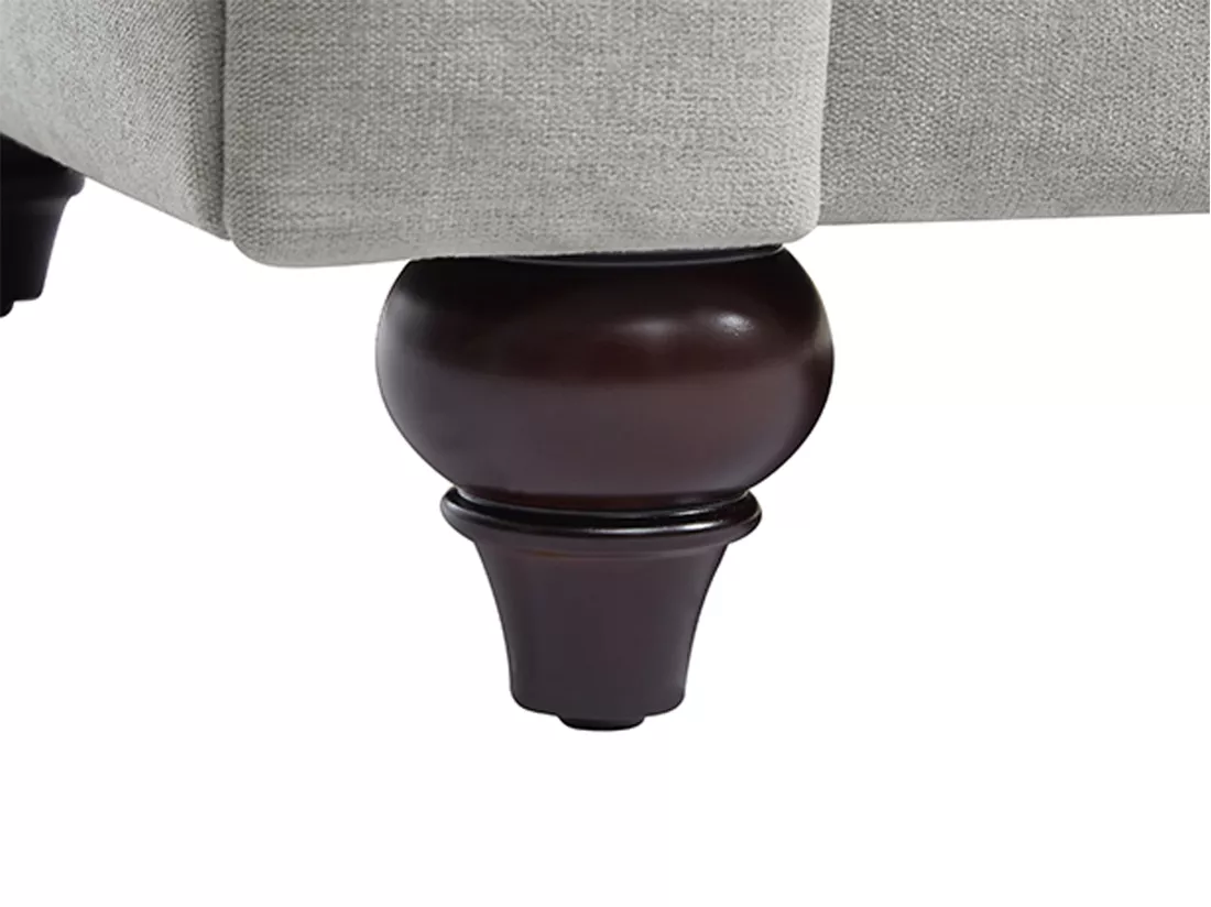 Canapé chesterfield 3 places en tissu gris clair CRONEL