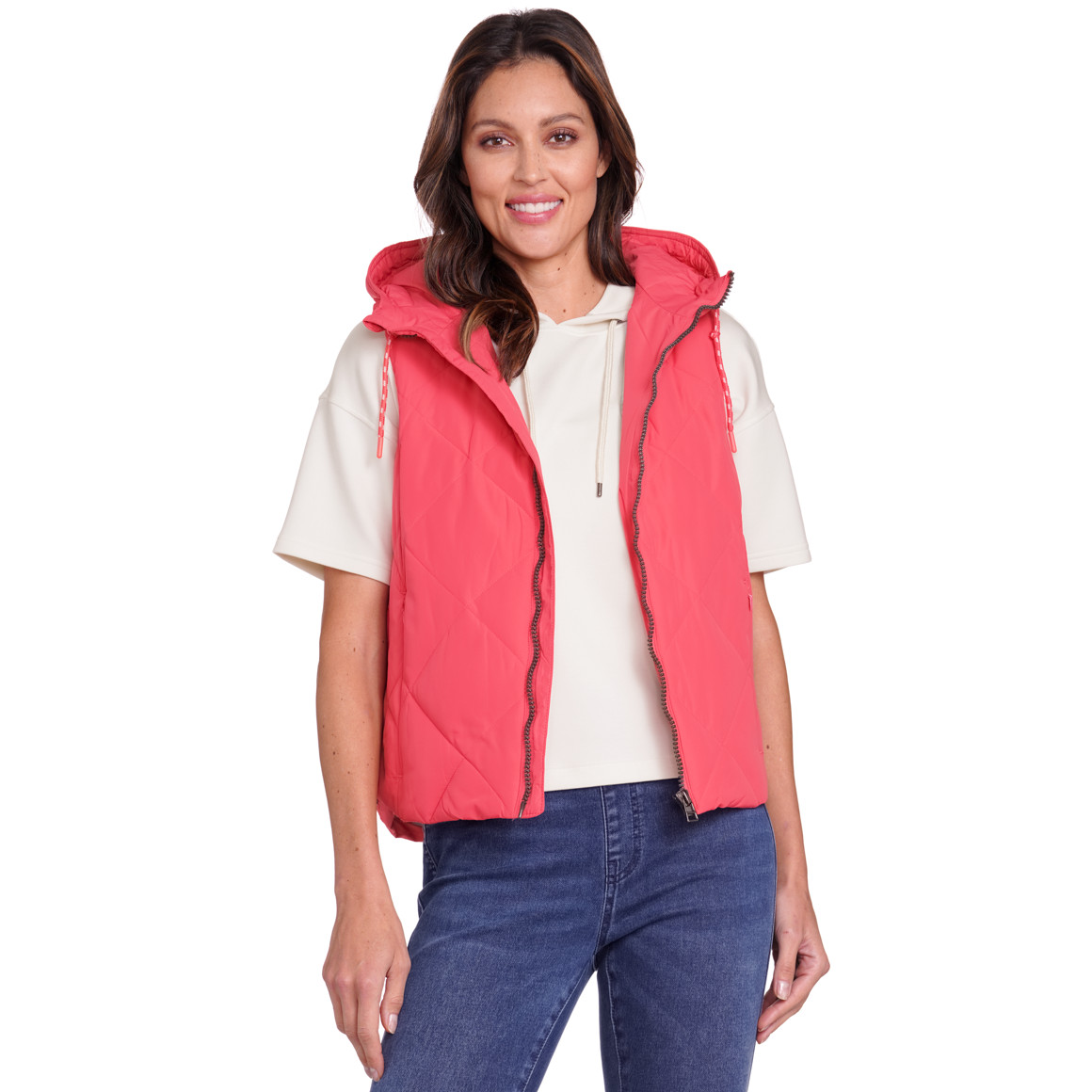 Gina Benotti Damen Steppweste mit Kapuze pink