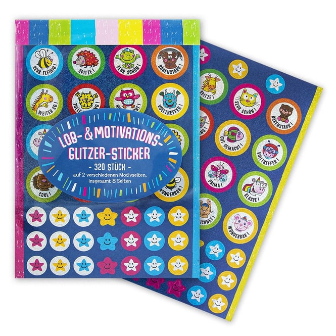 Lob- & Motivations-Glitzer-Sticker - 320 Stück