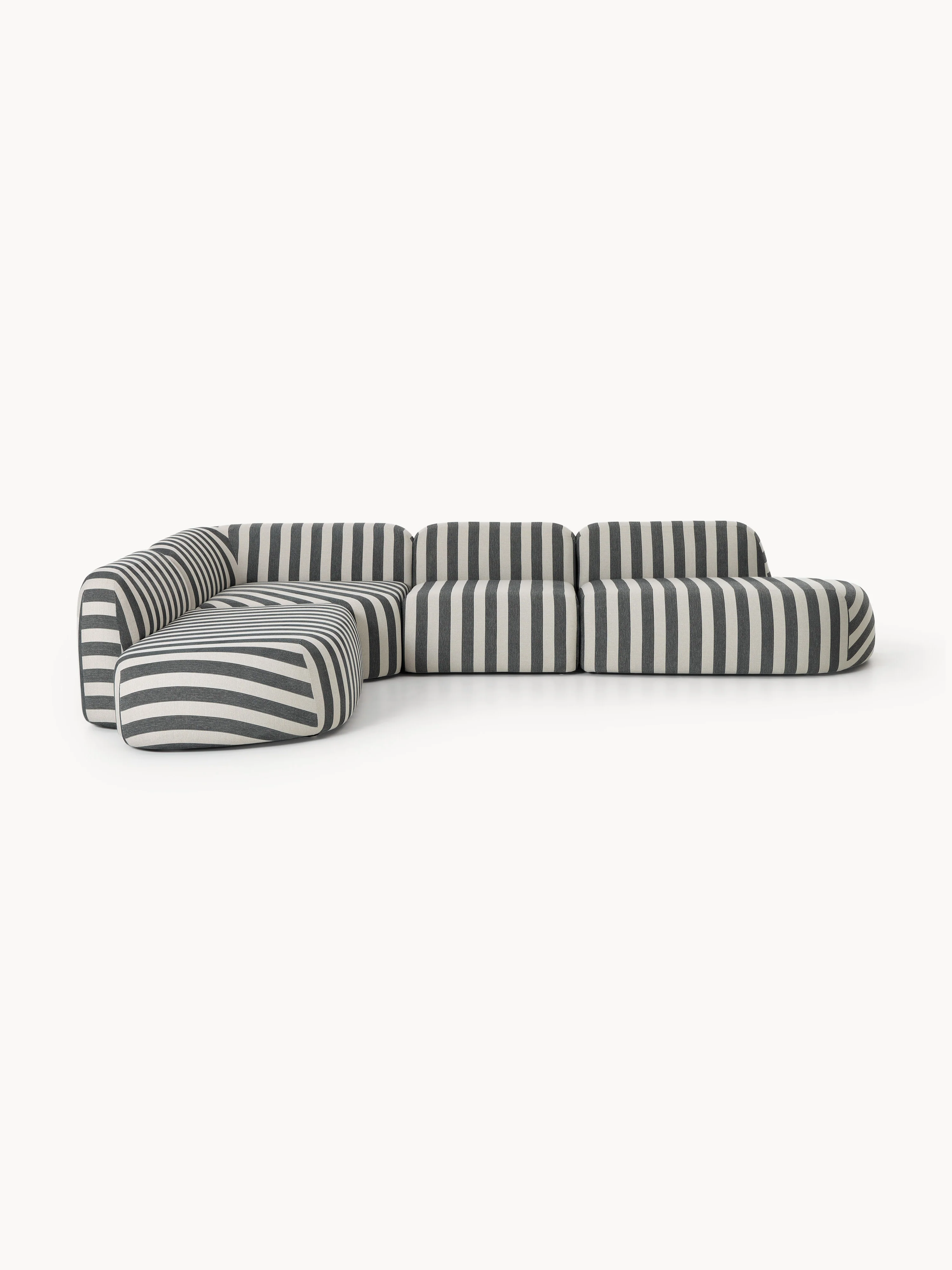 XL modulaire gestreepte hoekbank Wolke met chaise longue