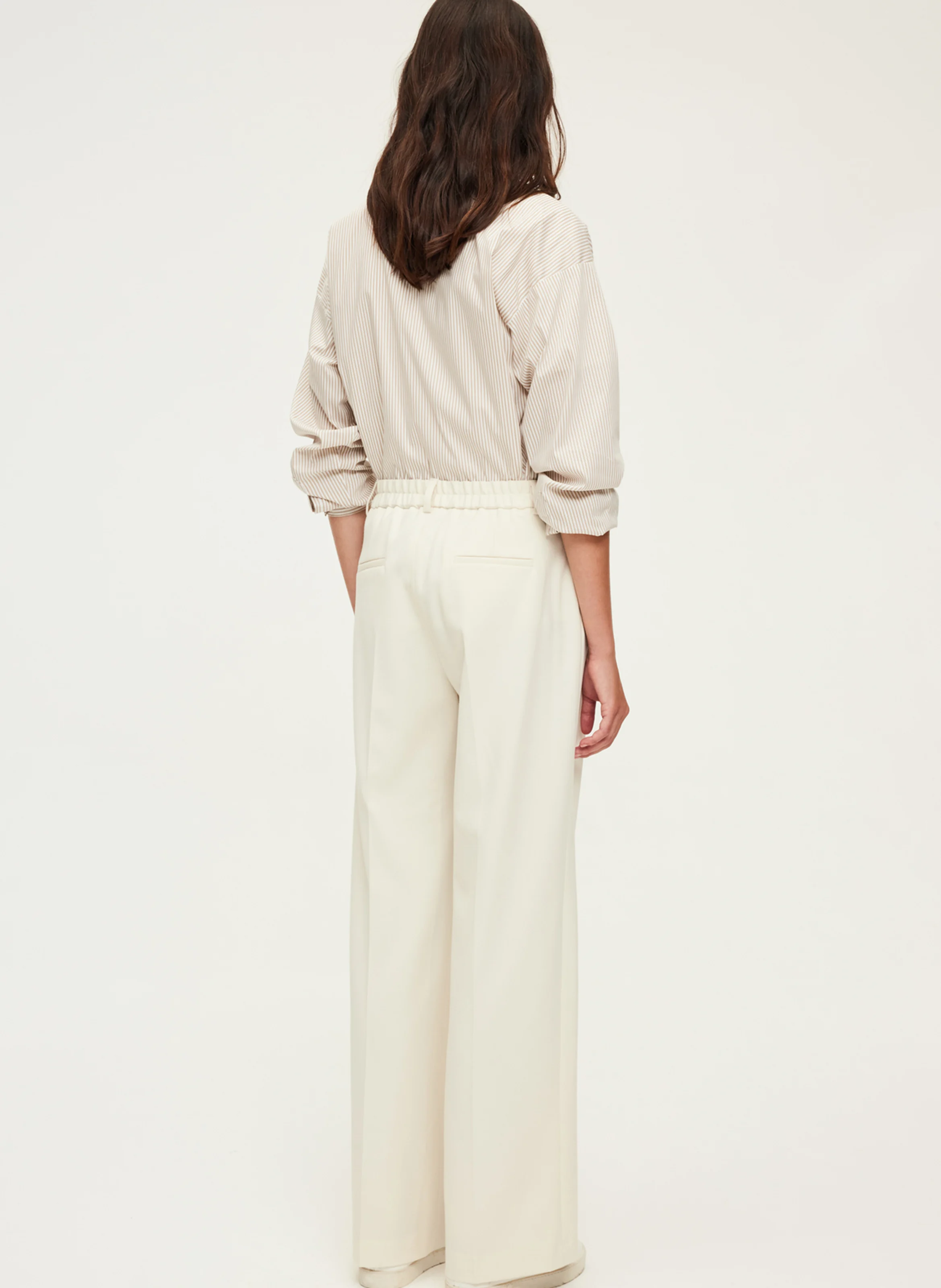 NOUAILA - Pantalon droit à plis| Beige