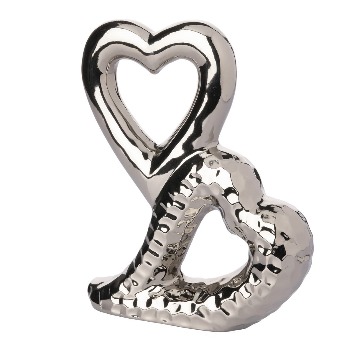 Deko-Figur zwei Herzen silber