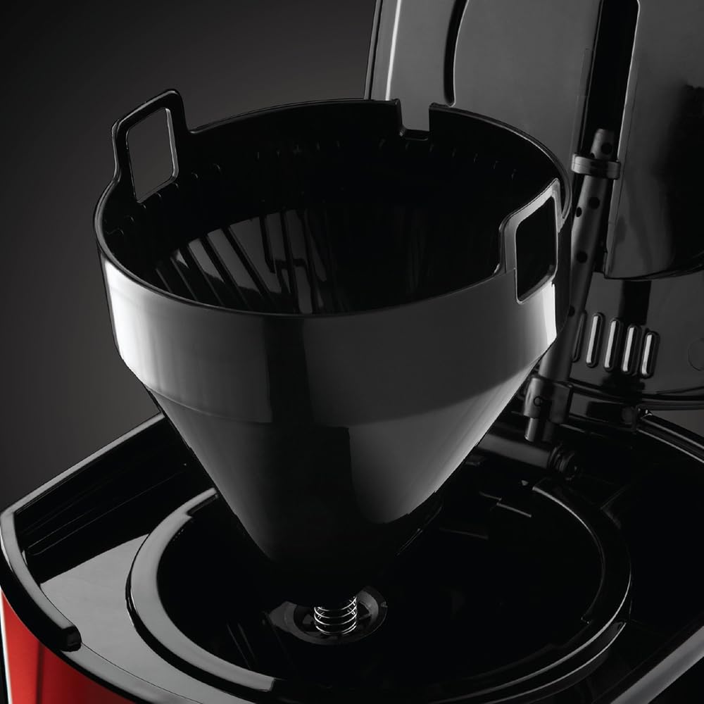 Russell Hobbs Cafetière [Technologie WhirlTech-extraction optimale] Luna rouge (1000W,Verseuse en verre 1,5L, 12 tasses, Programmable, Minuteur digital, Auto-Nettoyante) Machine à café filtre 23240-56 : Cuisine et Maison