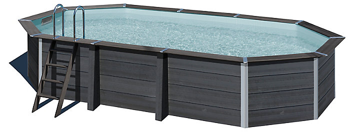 Piscine hors sol composite gris Gré 6,64 x 3,86 x h.1,24 m