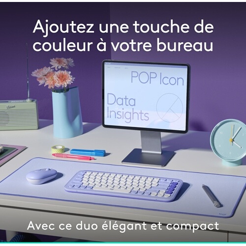 Ensemble clavier et souris Logitech POP ICON COMBO, ensemble clavier et souris Bluetooth