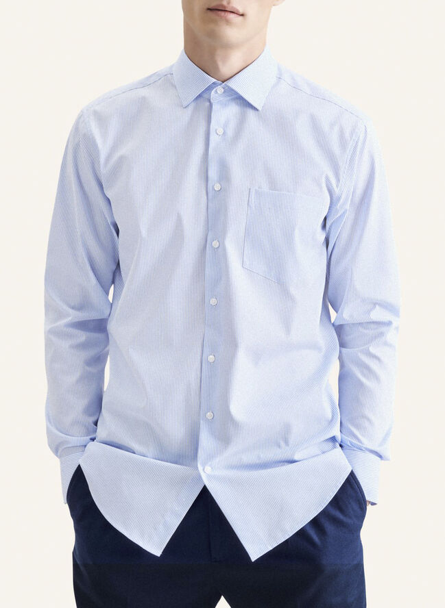 Seidensticker Business Shirt Regular Long sleeve Kent-Collar Stripes Blue