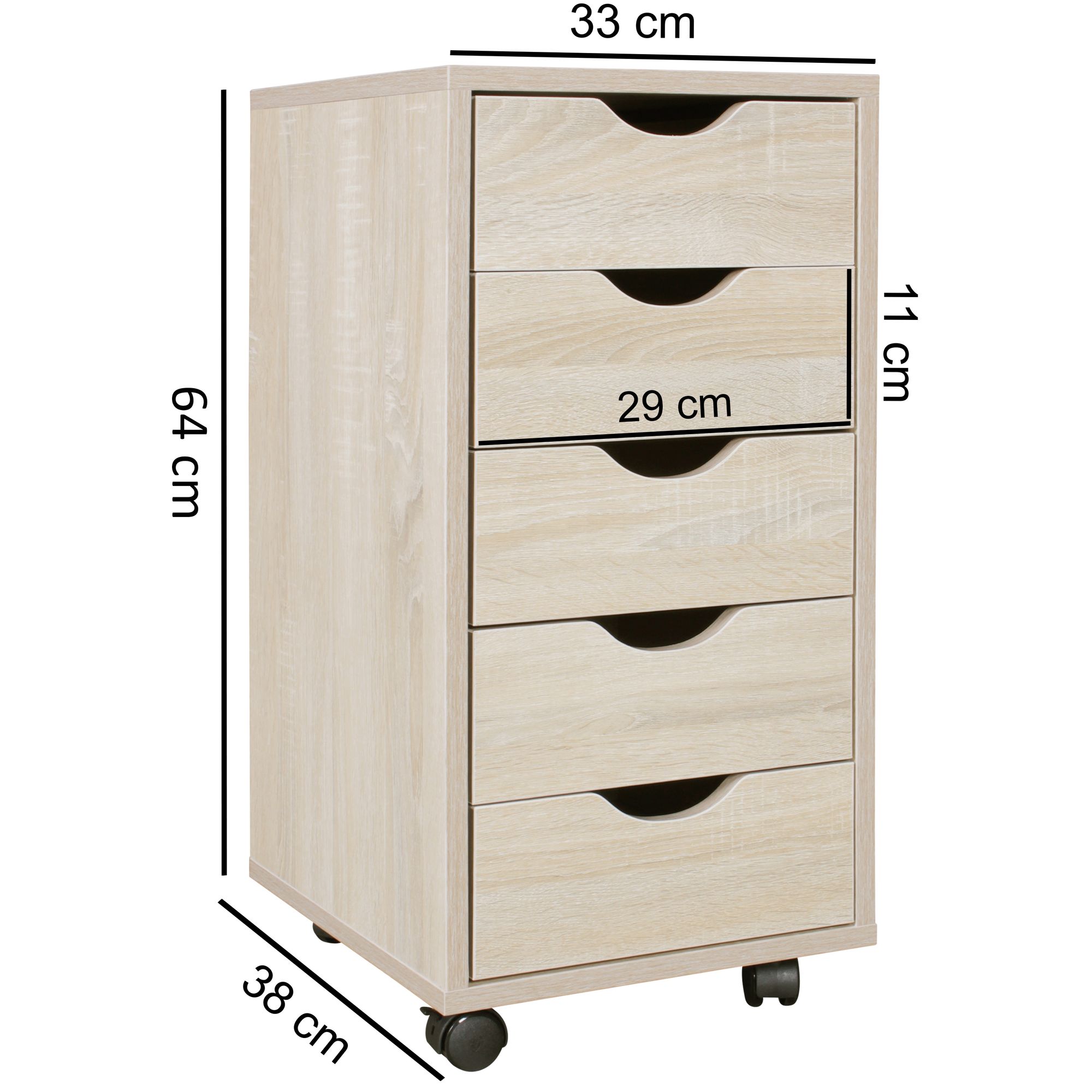 KADIMA DESIGN Rollcontainer, 5 Schubladen, MDF-Holz, Büro/Wohnzimmer - Stilvoller Stauraum