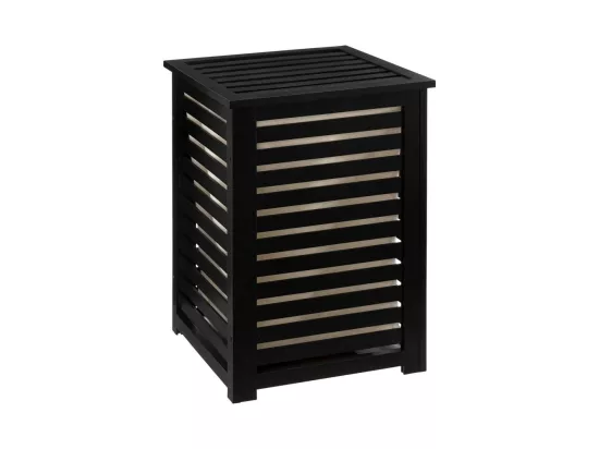 Panier à linge avec couvercle en bois coloris noir - L. 40 x P. 38 x H. 58 cm