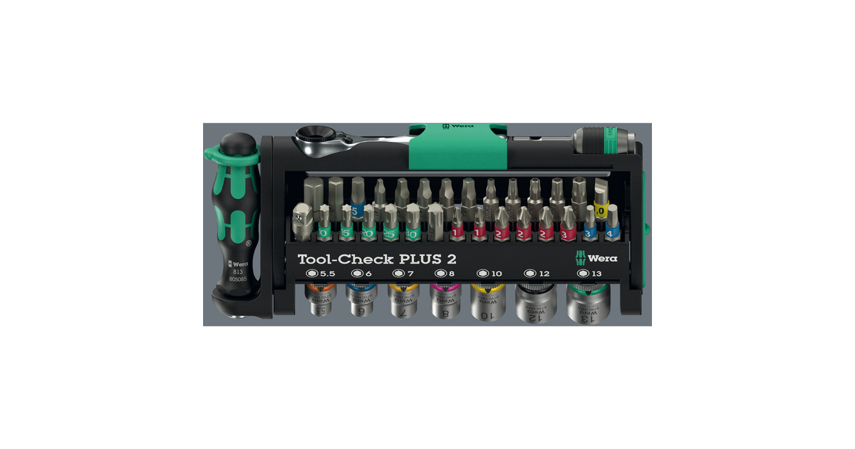 WeraTool-Check PLUS 2, 39‑delig bitset  (Zwart/groen)