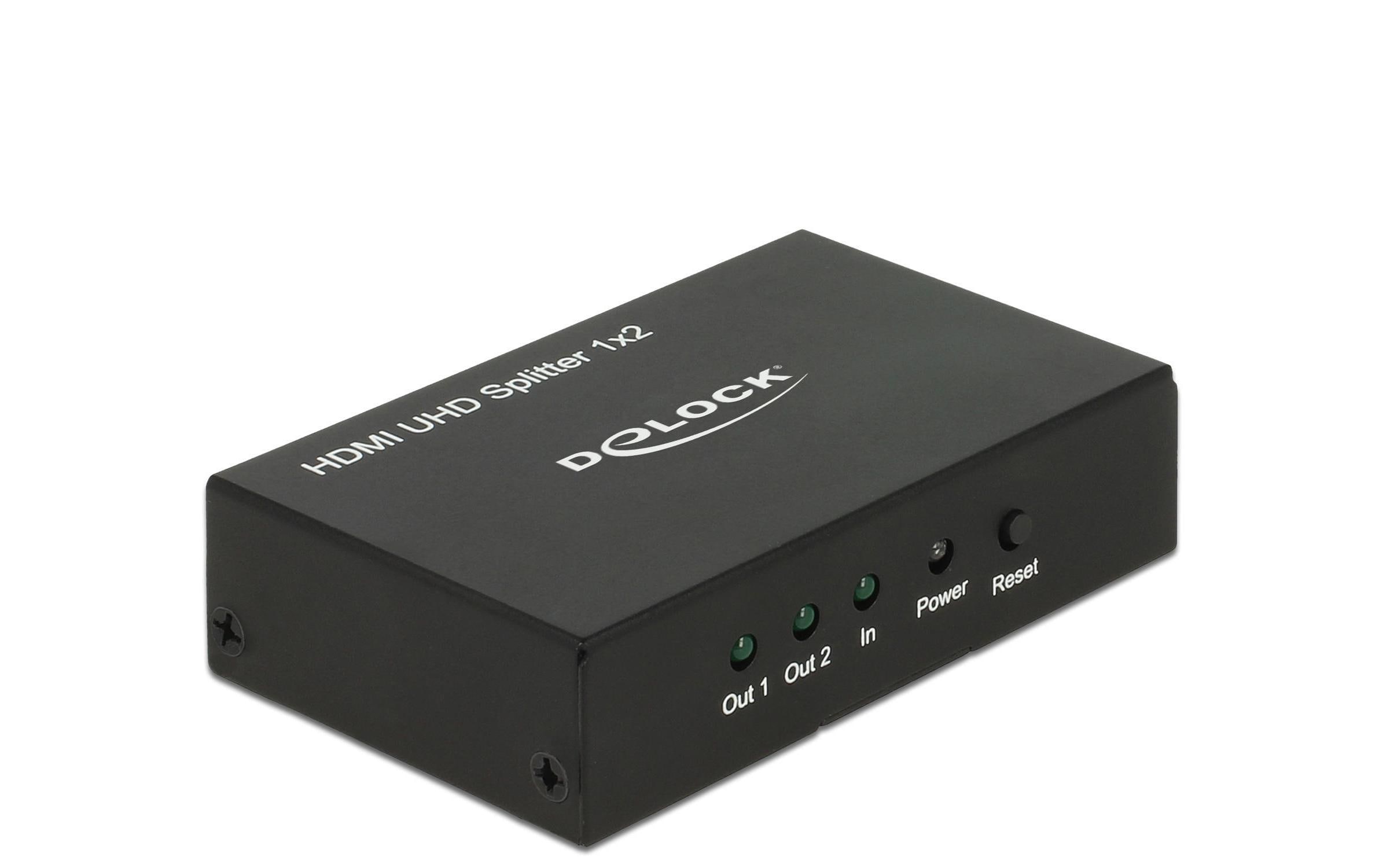 2-Port Signalsplitter HDMI – HDMI 4K/60HzDelock HDMI UHD Splitter 1 x HDMI Eingang > 2 x HDMI Ausgang 4K