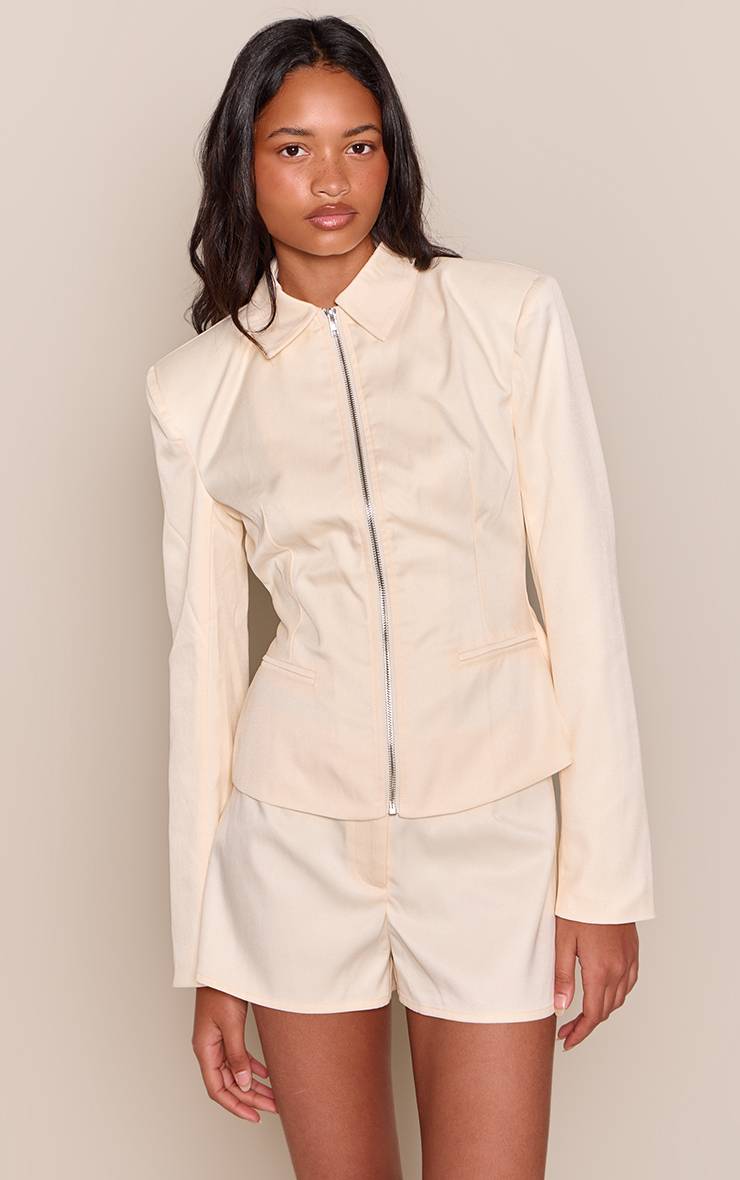 Crème Short Tailleur Taille Haute