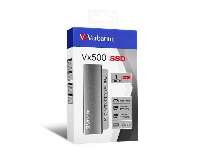 Verbatim Externe SSD VX500 1000 GB Externe SSD mit USB 3.2 Gen 2 und Aluminiumgehäuse